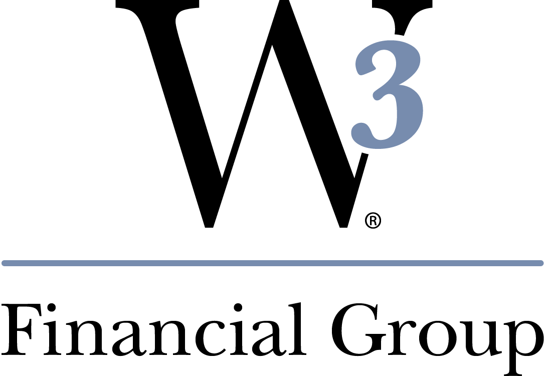 13a9c2e8-803c-41ca-80a5-50c8ed9ee9a2 | Portage Path Behavioral Health W3 financial group logo: a large black w with a blue 3, a thin blue horizontal rule, and the words 'financial group' beneath.