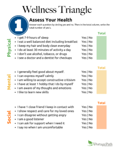 Wellness Triangle Worksheet for your mental and physical health.