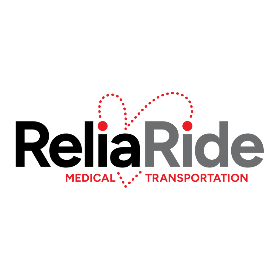 D01e86b5-d400-42ca-b6fb-d14aceee7265 | Portage Path Behavioral Health Reliaride medical transportation logo with gray 'reliaride' text and a red dotted heart motif above the letters.