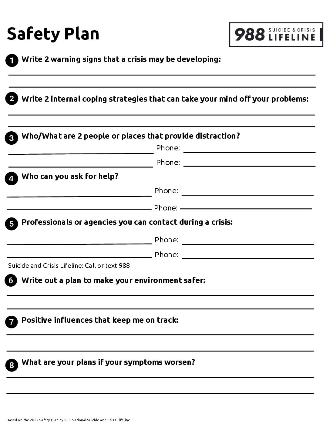Your Personal Safety Plan Worksheet
