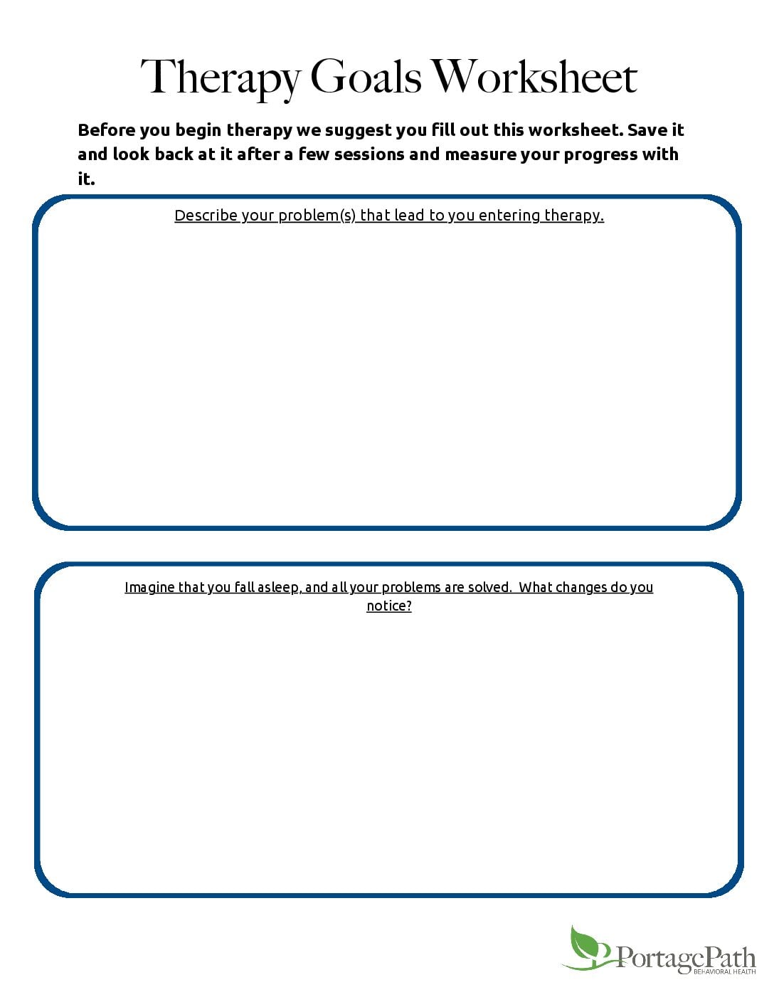 The Therapy Goals Worksheet